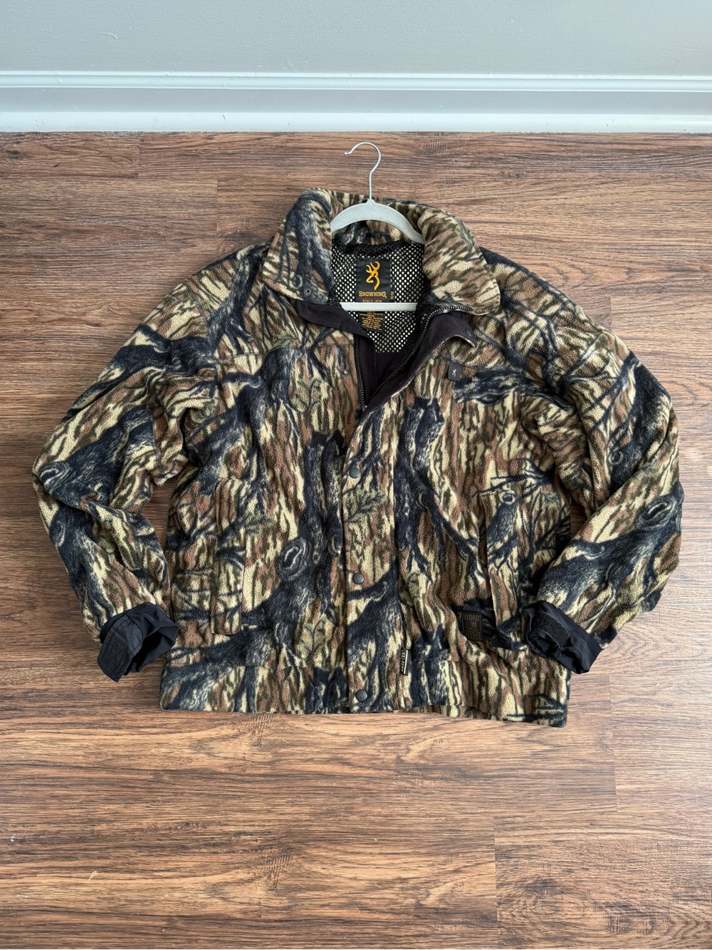 Browning Men’s Camo Camouflage Fleece Jacket Coat Size Medium